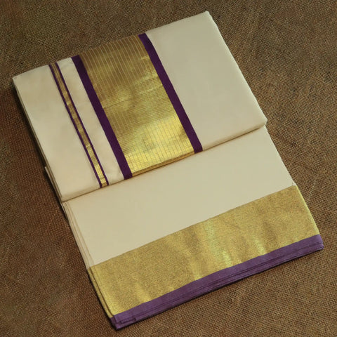 Kerala Cotton Kasavu Saree with 5 inch Border | Onam Collections