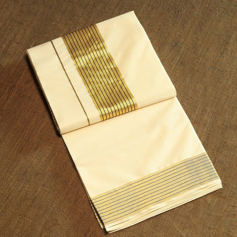 Pure Cotton Saree with Lines in Kasavu | Onam Collections