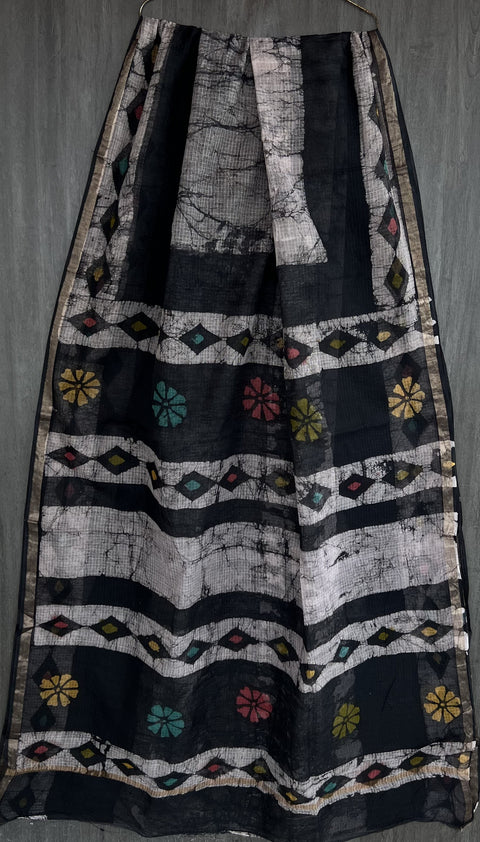 Hand Block Printed Kota Doria Sarees with Blouse