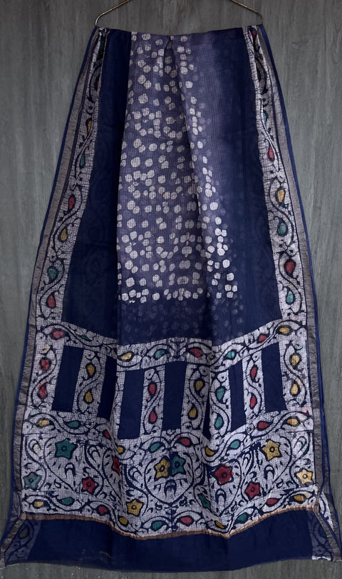 Hand Block Printed Kota Doria Sarees with Blouse