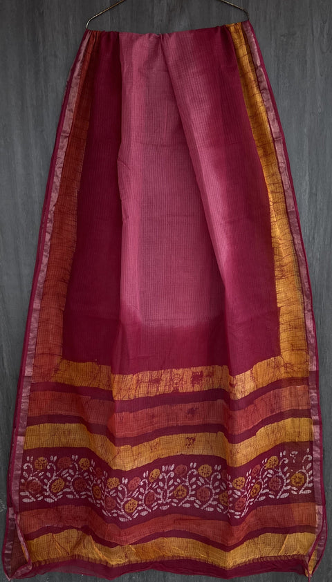 Hand Block Printed Kota Doria Sarees with Blouse