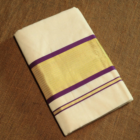 Kerala Cotton Kasavu Saree with 5 inch Border | Onam Collections