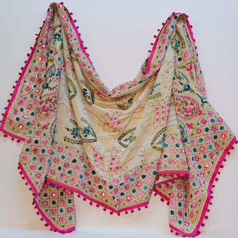 Hand-Embroidered Phulkari Shawl