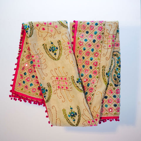 Hand-Embroidered Phulkari Shawl
