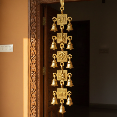 Auspicious Brass Hanging with Saraswathi, Ganapathy & Bells