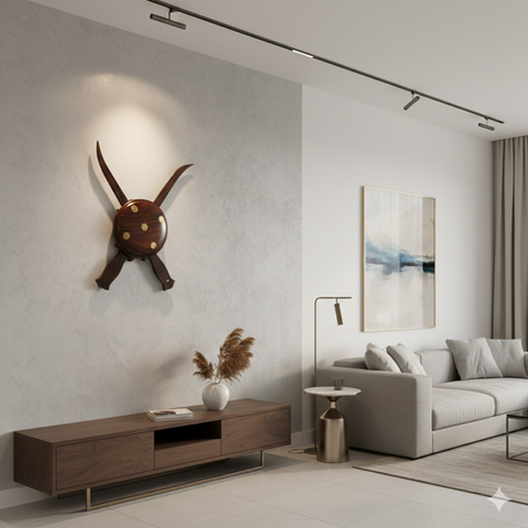 Wooden Dhal Talwar | Sword & Shield | Decorative Wall Hanging