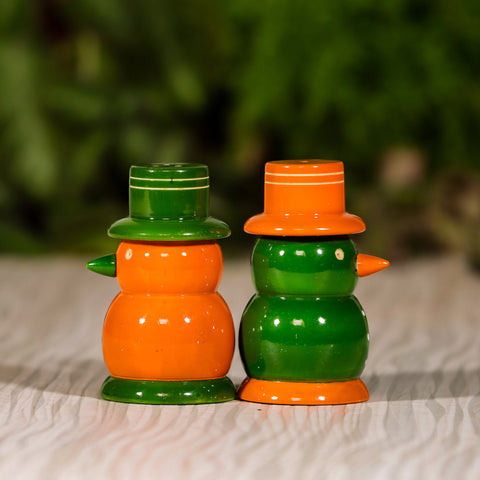 Wooden Salt And Pepper Shaker | Snow Man | Channapatna Product