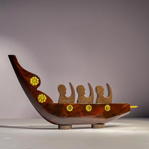 wooden 3 rower boat
