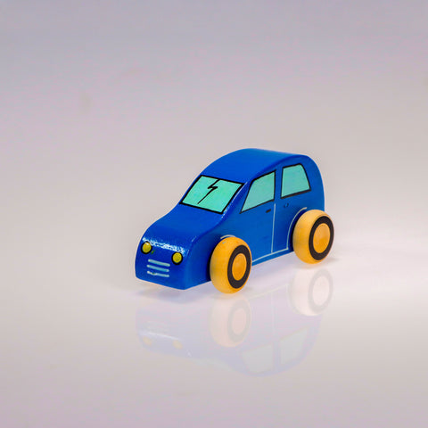 wooden blue toy car