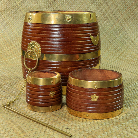 Wooden Para Set | Handcrafted Wooden Para with Brass decorations