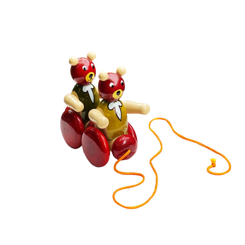 wooden teddy bear pull along toy