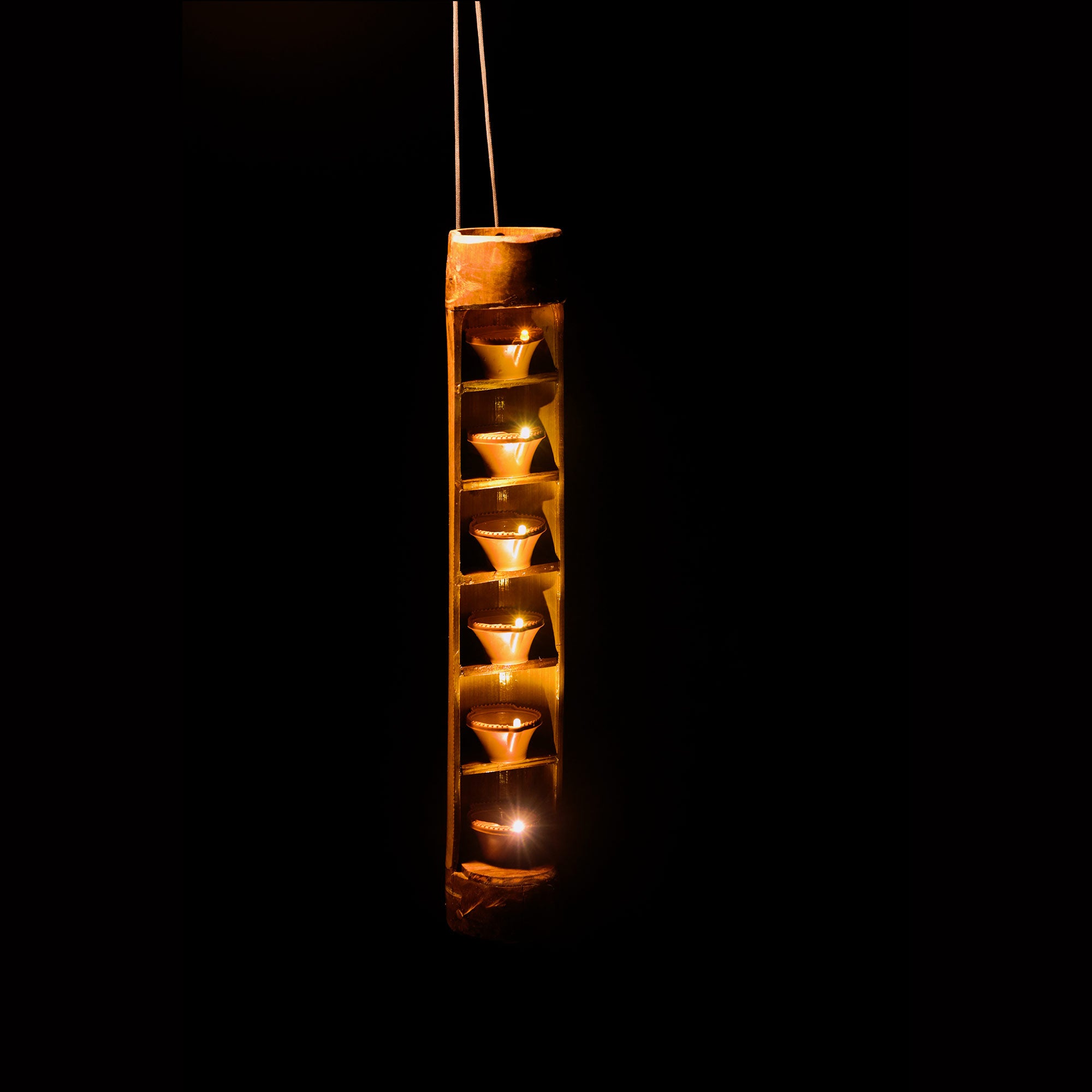 Diya Stacking Bamboo Hanging Diya Stand With Diyas– CultureShoppe