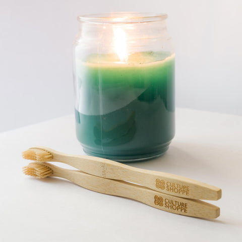 Bamboo toothbrush with thick fibre infused bristles