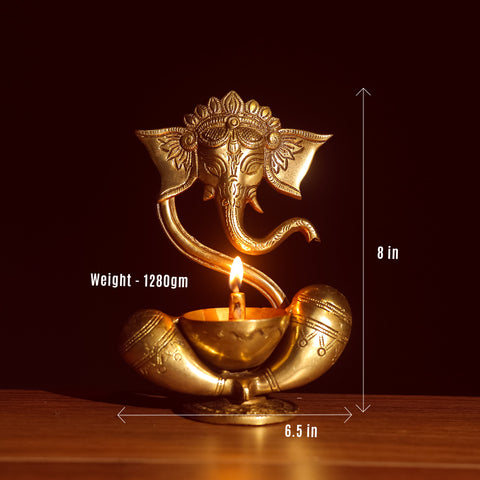 brass handcrafted ganesha vilakku