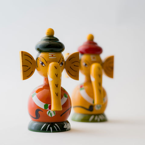 channapatna wooden ganesha toy orange