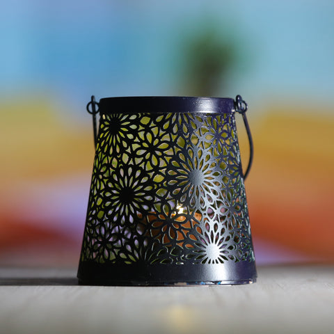 Black Metal Flower Pattern Tealight Holder | Hanging Decor