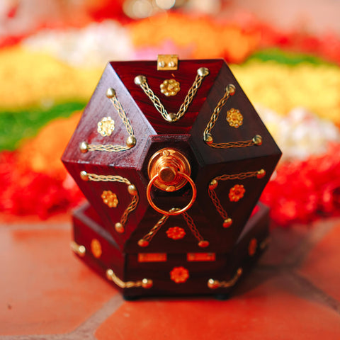 Wooden Jewellery Box in hexagon shape