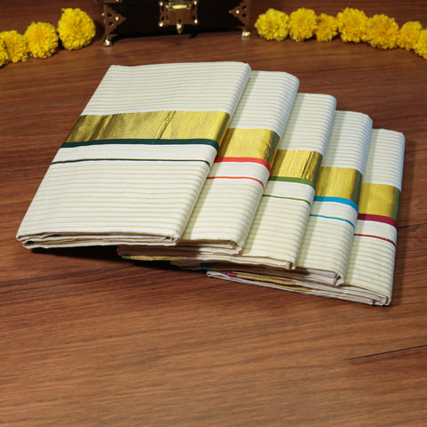 kerala cotton saree with stripe design