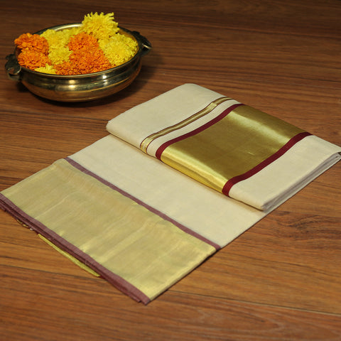kerala handloom saree with golden border