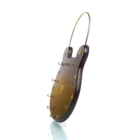 Handmade lock shaped wooden key holder side image