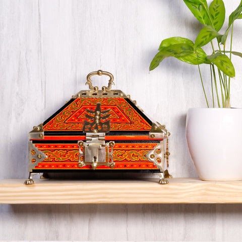 Nettur Petti | Handpainted Ornament Box, 10x7 Inch | Kerala Handicrafts