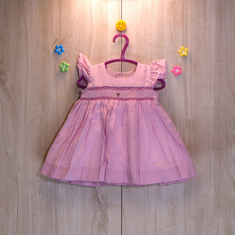 smocked baby frocks lavender color