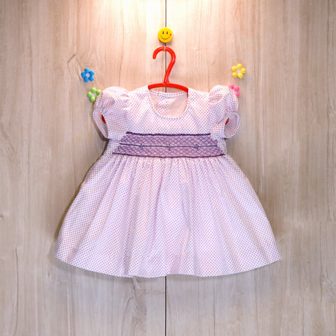 smocked baby frocks violet color