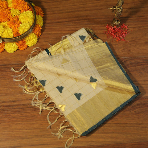 tissue saree with small temple design