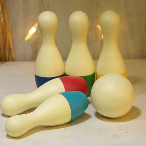 wooden bowling set