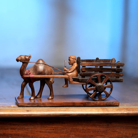 wooden camel cart as home decor collectible