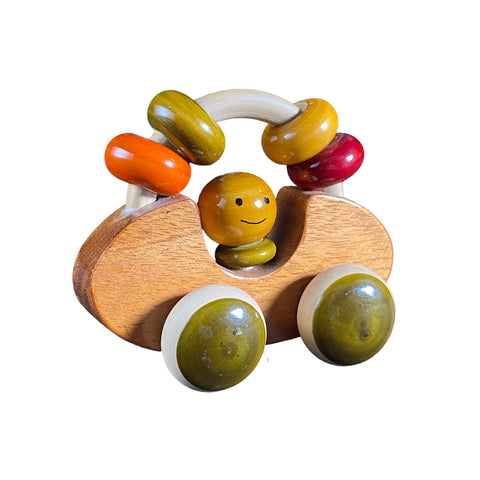 wooden car rattle green