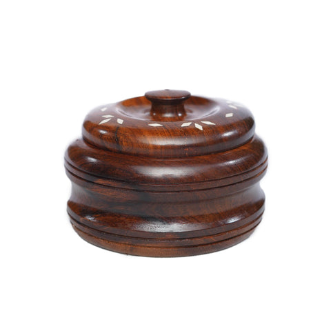 Wooden container with inlay to store kitchen essentials