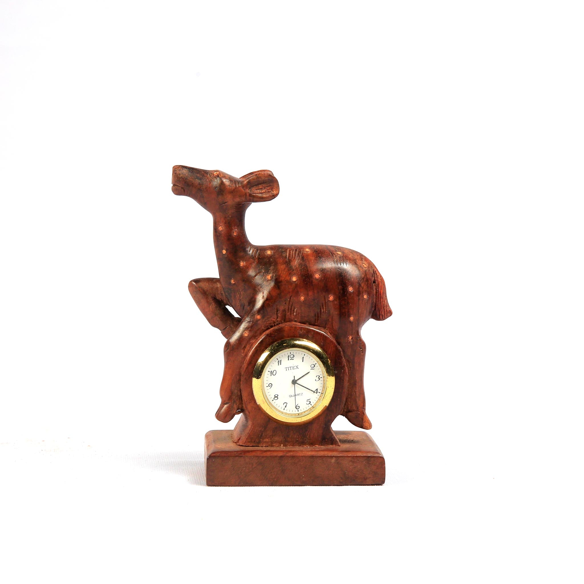 Pure Wooden Deer Clock Table Top Products
