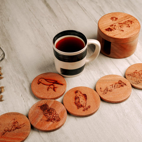 Wooden Tea Coaster with Clint Paintings